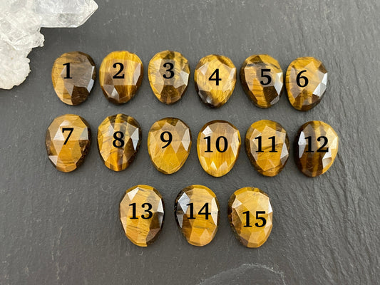Faceted Tiger Eye 10x13mm cabochon