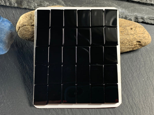 Flat Black Agate rectangle 10x14mm cabochon - Calibrated cabochons
