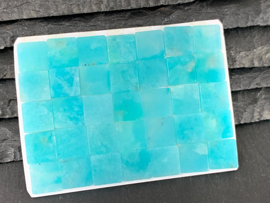 Flat Amazonite Cabochon Square 10mm - Natural Calibrated Blue Green Gemstone