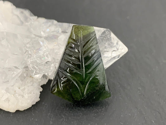 Carved Tourmaline 13x17x4mm cabochon