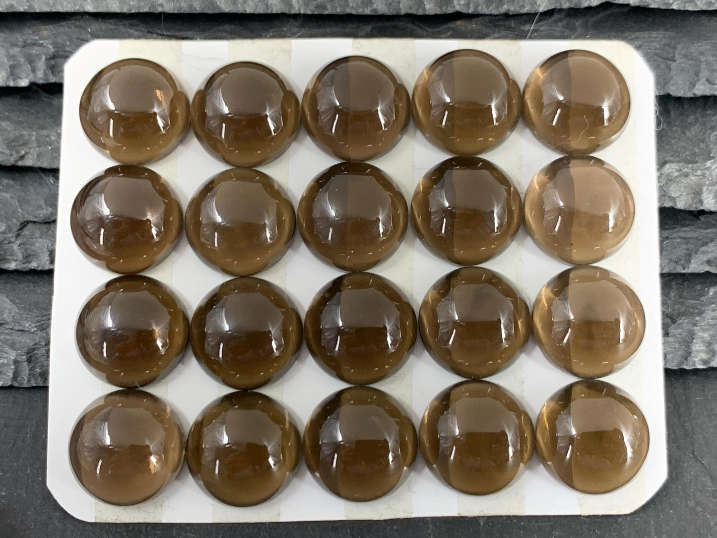 Smokey Quartz round 14mm cabochon -  Calibrated cabochons