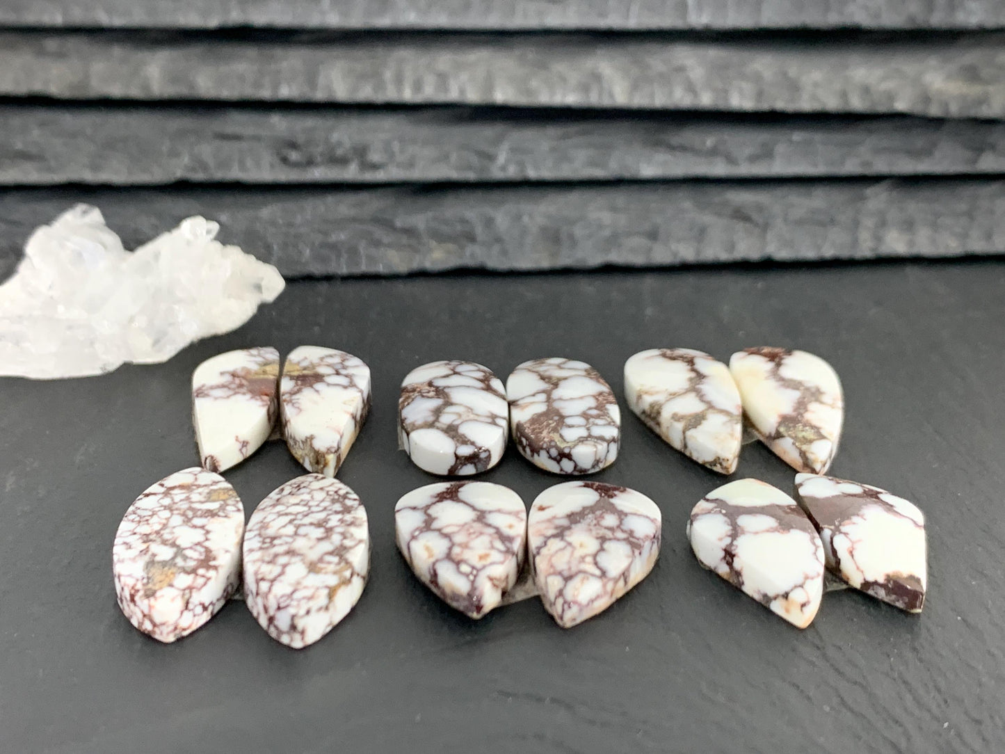Wild Horse Jasper 21-26mm long cabochon pair
