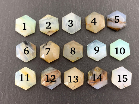Faceted Peruvian Opal Hexagon 10mm cabochon
