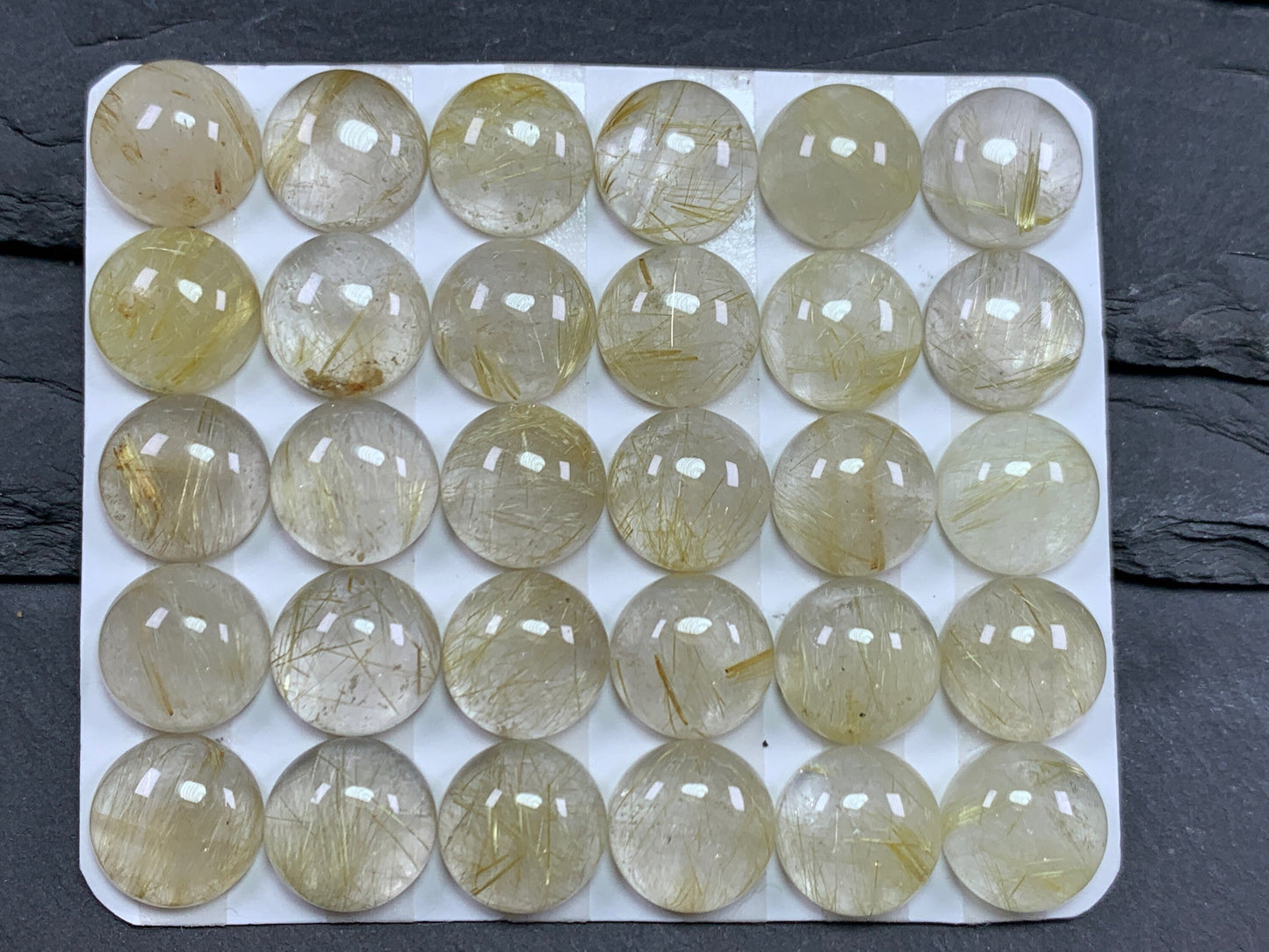 Rutilated quartz round 12mm cabochon - Calibrated cabochons