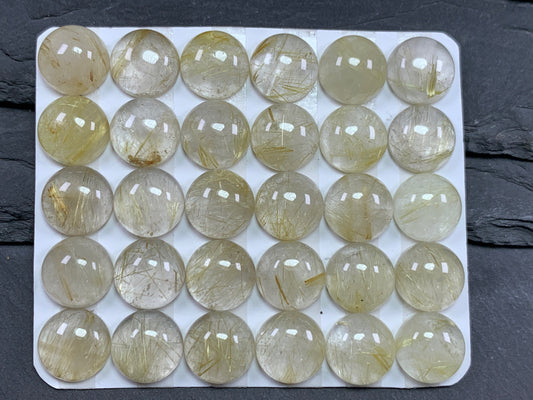 Rutilated quartz round 12mm cabochon - Calibrated cabochons