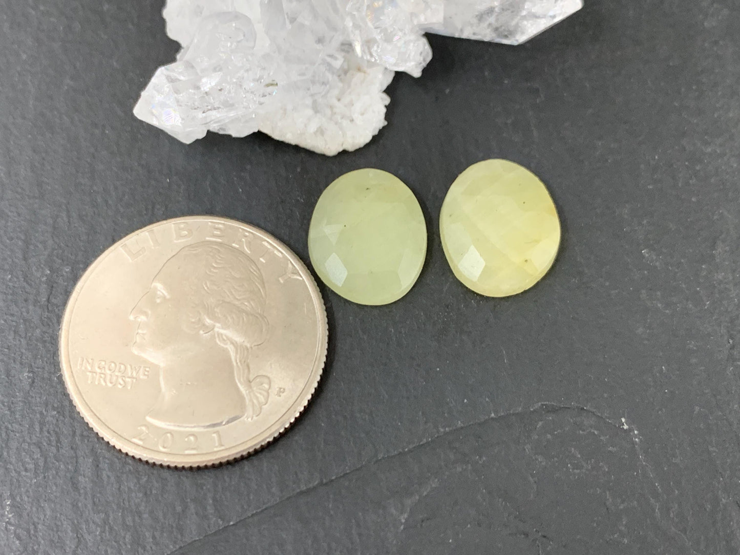 Faceted Yellow Sapphire pair 11x14x4mm cabochon