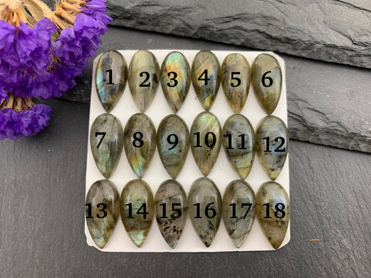 Labradorite pear 10x20mm cabochon - Calibrated cabochons