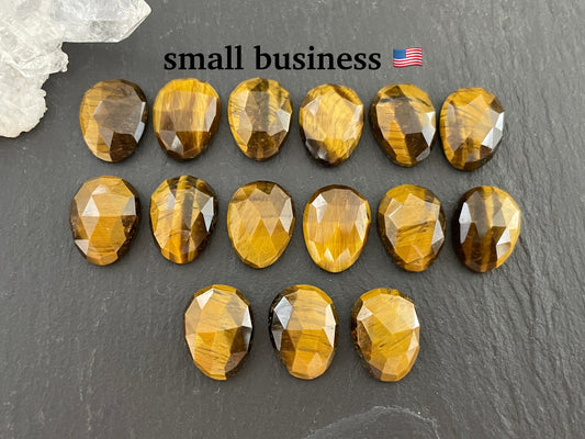 Faceted Tiger Eye 10x13mm cabochon