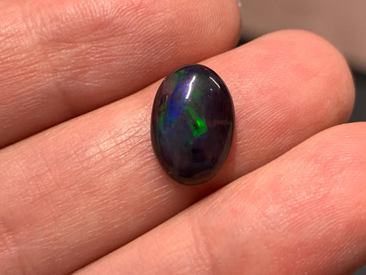 Black Ethiopian Opal oval 9x13x3.5mm cabochon