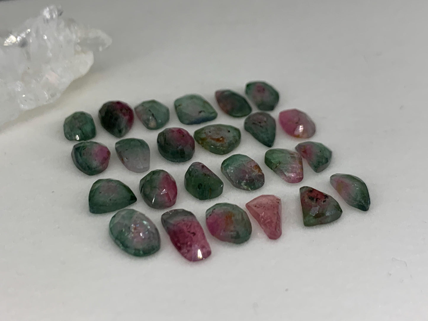 Faceted Watermelon Tourmaline 8-10mm long cabochon - second quality