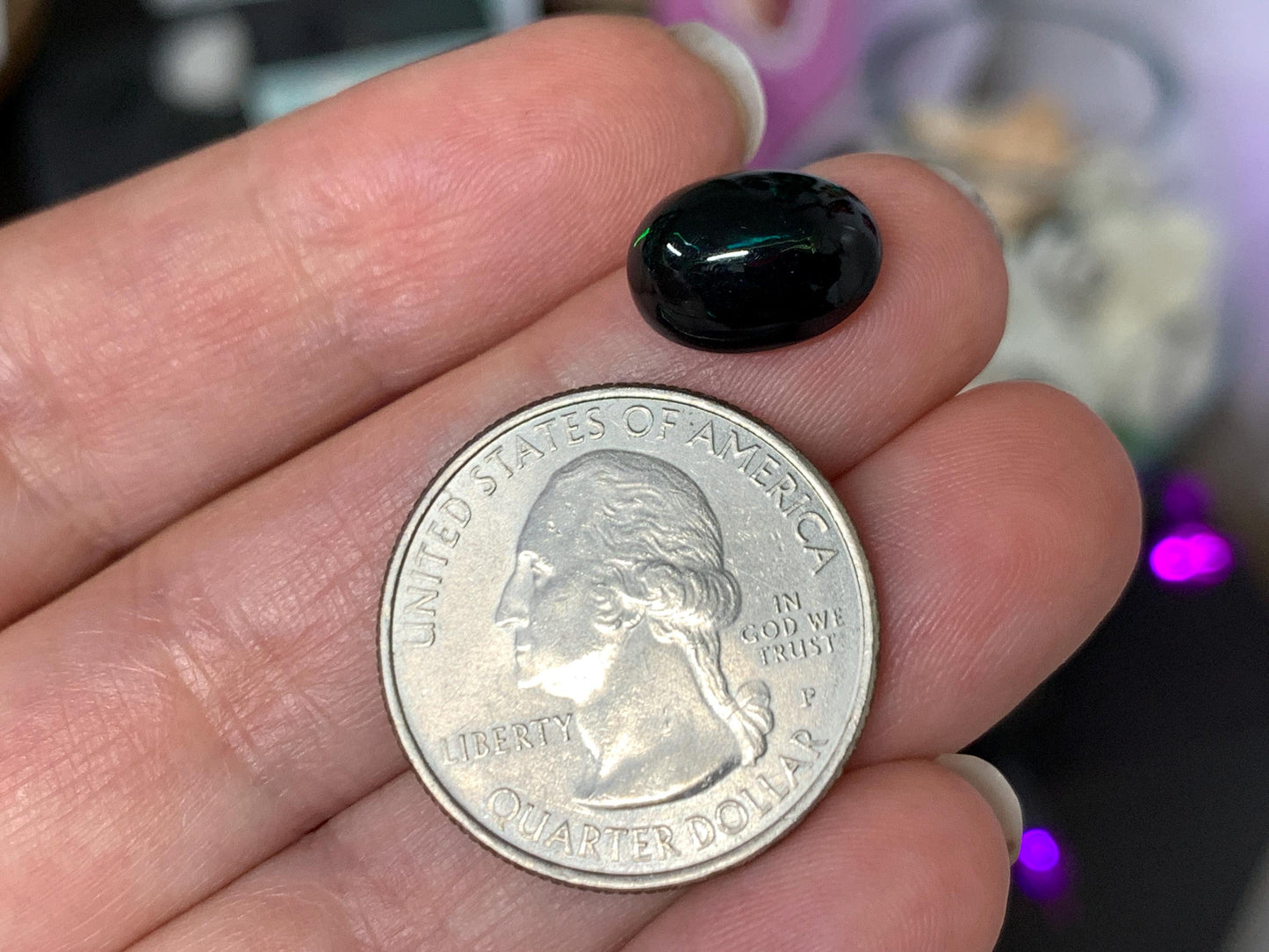 Natural Ethiopian Black Opal 9x12x6mm cabochon