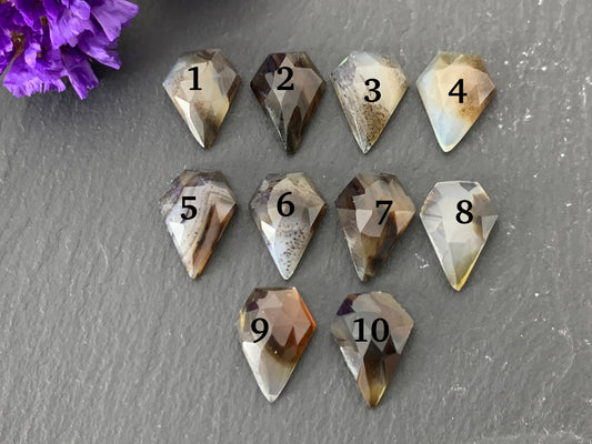Faceted Montana Agate diamond 10x14mm cabochon
