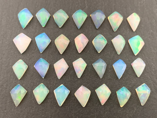 Faceted Ethiopian Opal kite 7-8mm long cabochon