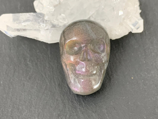 Labradorite Skull Cabochon 14x21mm - Natural Green Stone Flat Back Gemstone