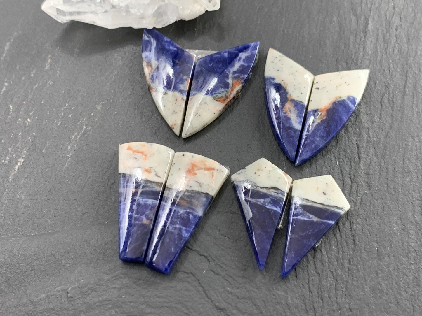 Natural Sodalite pair 26-31mm long cabochon
