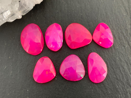 Faceted Ethiopian Pink Opal 10-13mm long cabochon