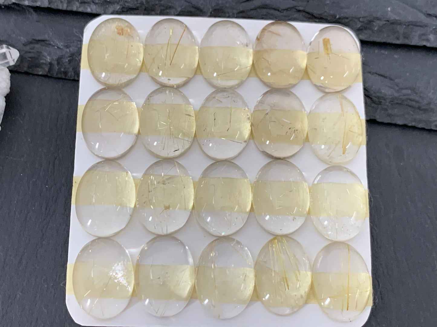 Rutilated Quartz oval 12x16mm cabochon - Calibrated cabochons