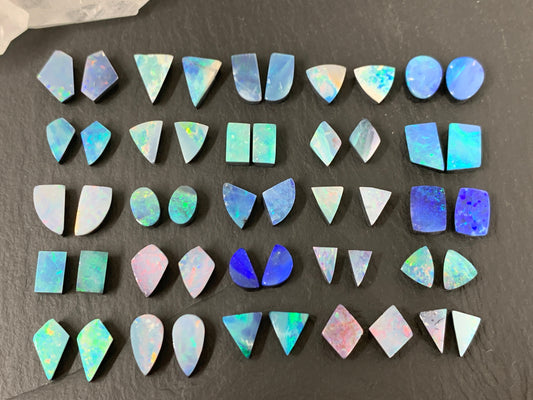 Australian Opal doublet pair 5-9mm long cabochon