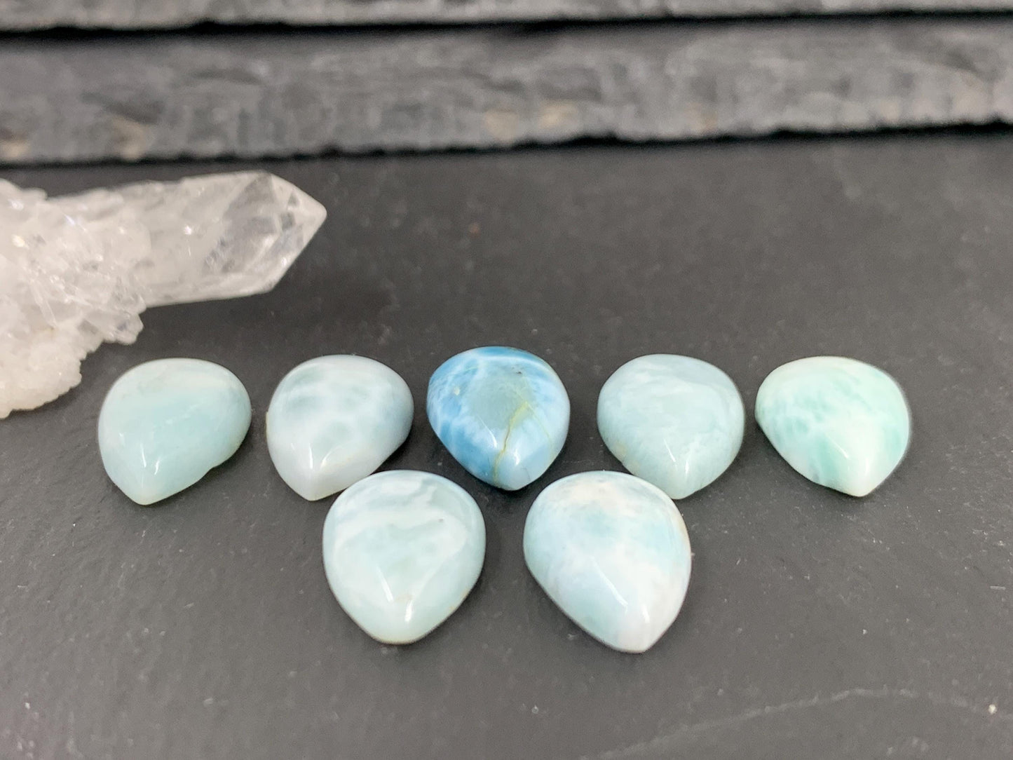 Larimar pear 10x15mm cabochon - Calibrated cabochons