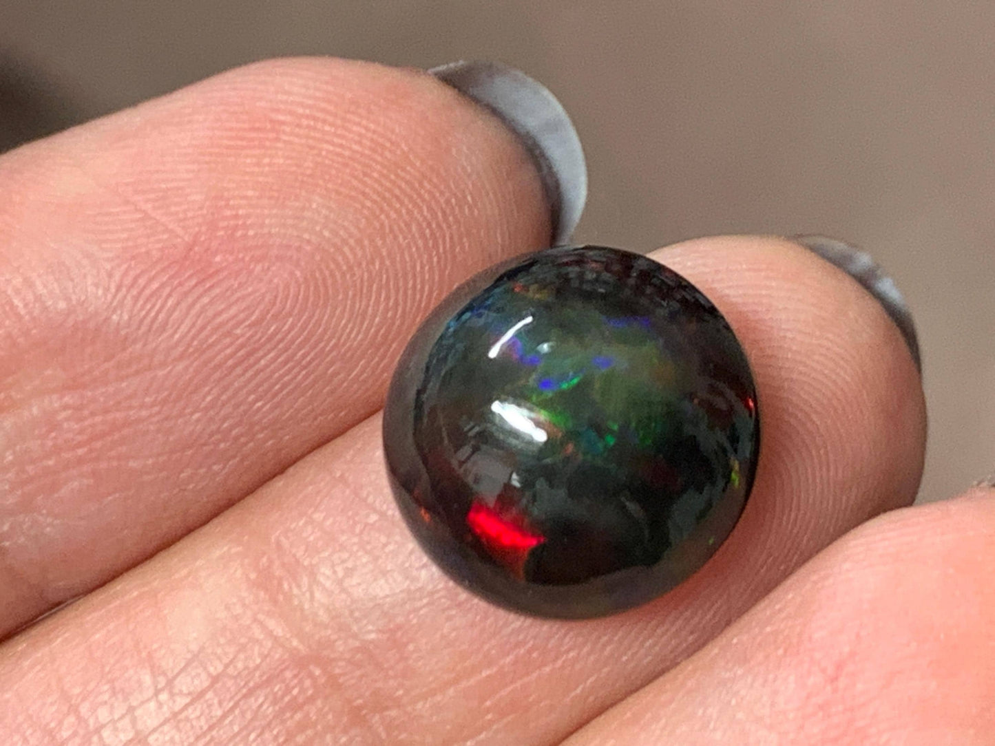 Natural Ethiopian Black Opal 13mm cabochon