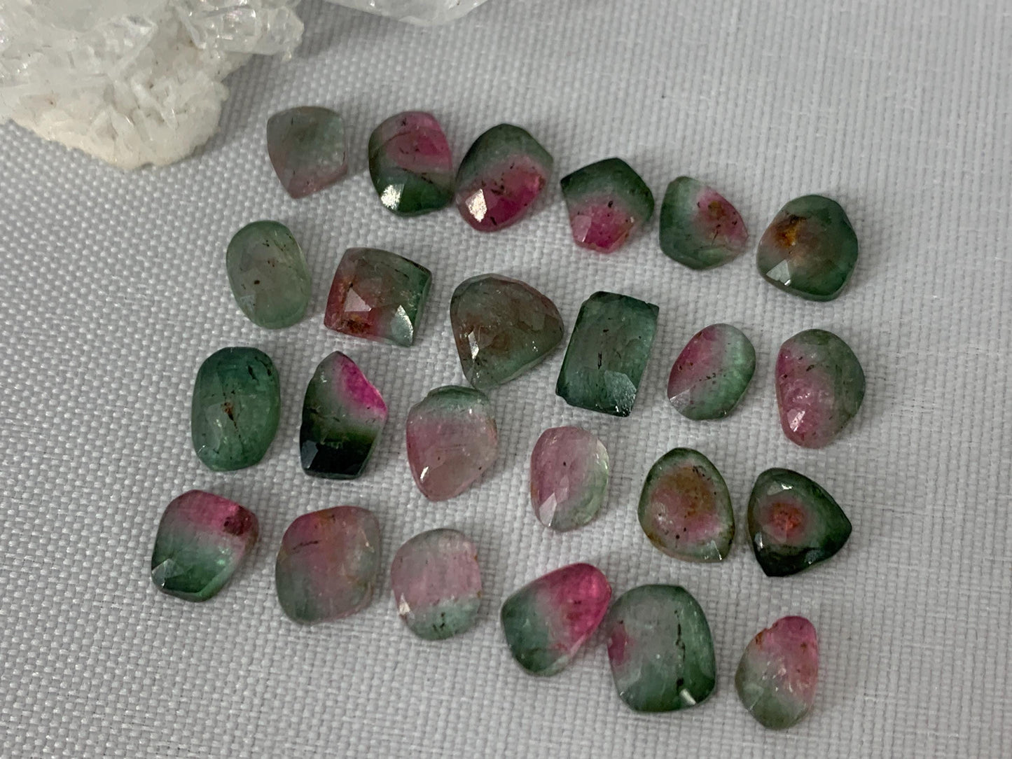 Discounted Faceted Watermelon Tourmaline 5-7mm long cabochon- Second Quality cabochons