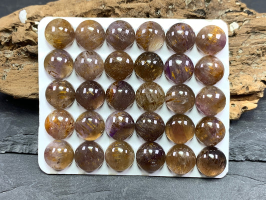 Amethyst Cacoxenite round 12mm cabochon - Calibrated cabochons