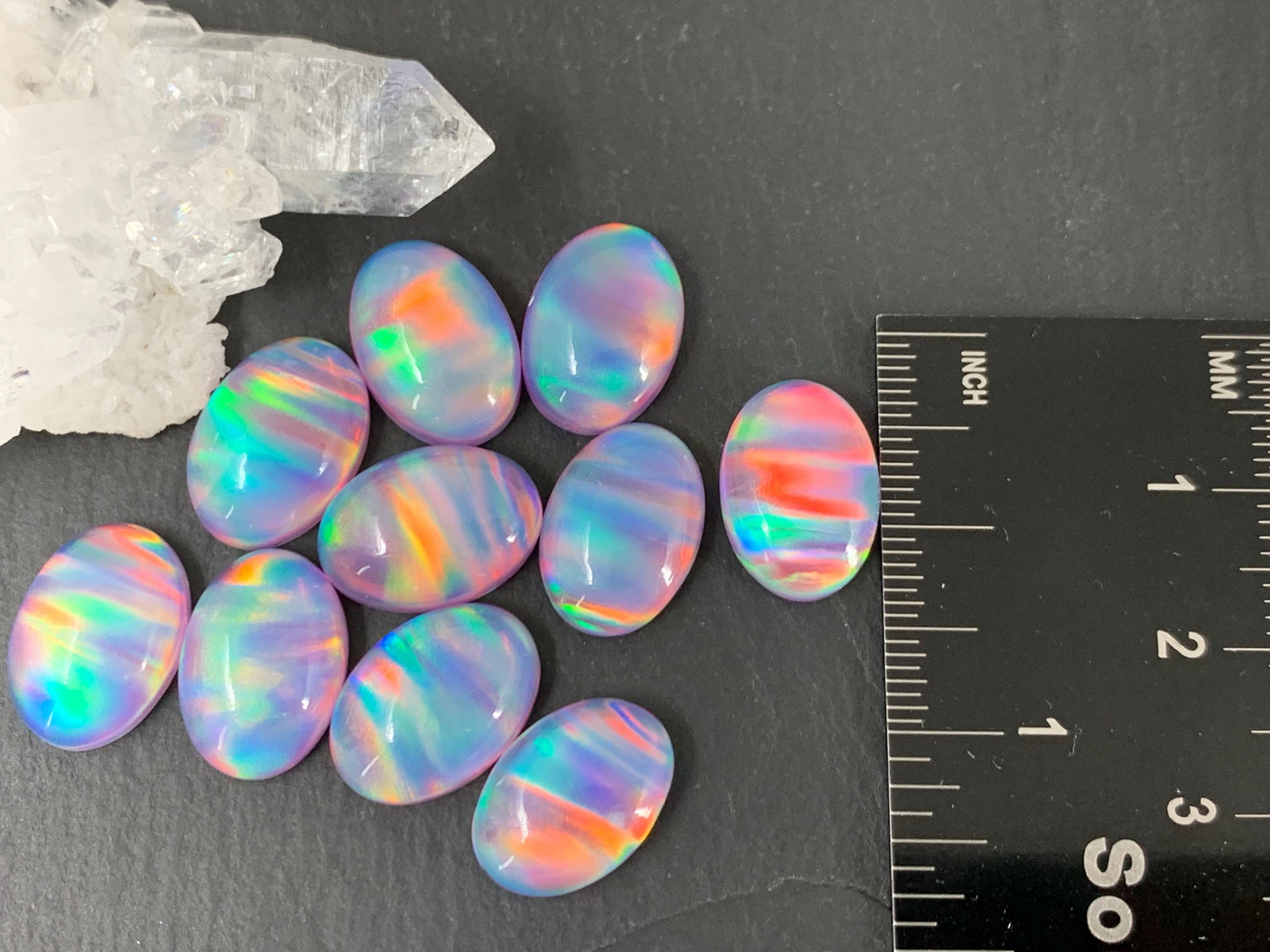 Aurora Opal oval 10x14mm cabochons - Doublet cabochons