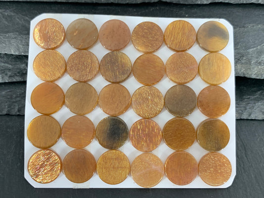 Flat Gold Sunstone round 12mm cabochon - calibrated cabochons