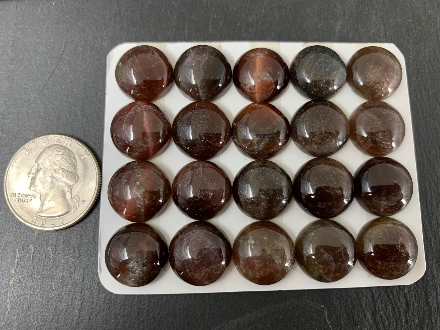 Cat's Eye round 15mm cabochon - Calibrated cabochons