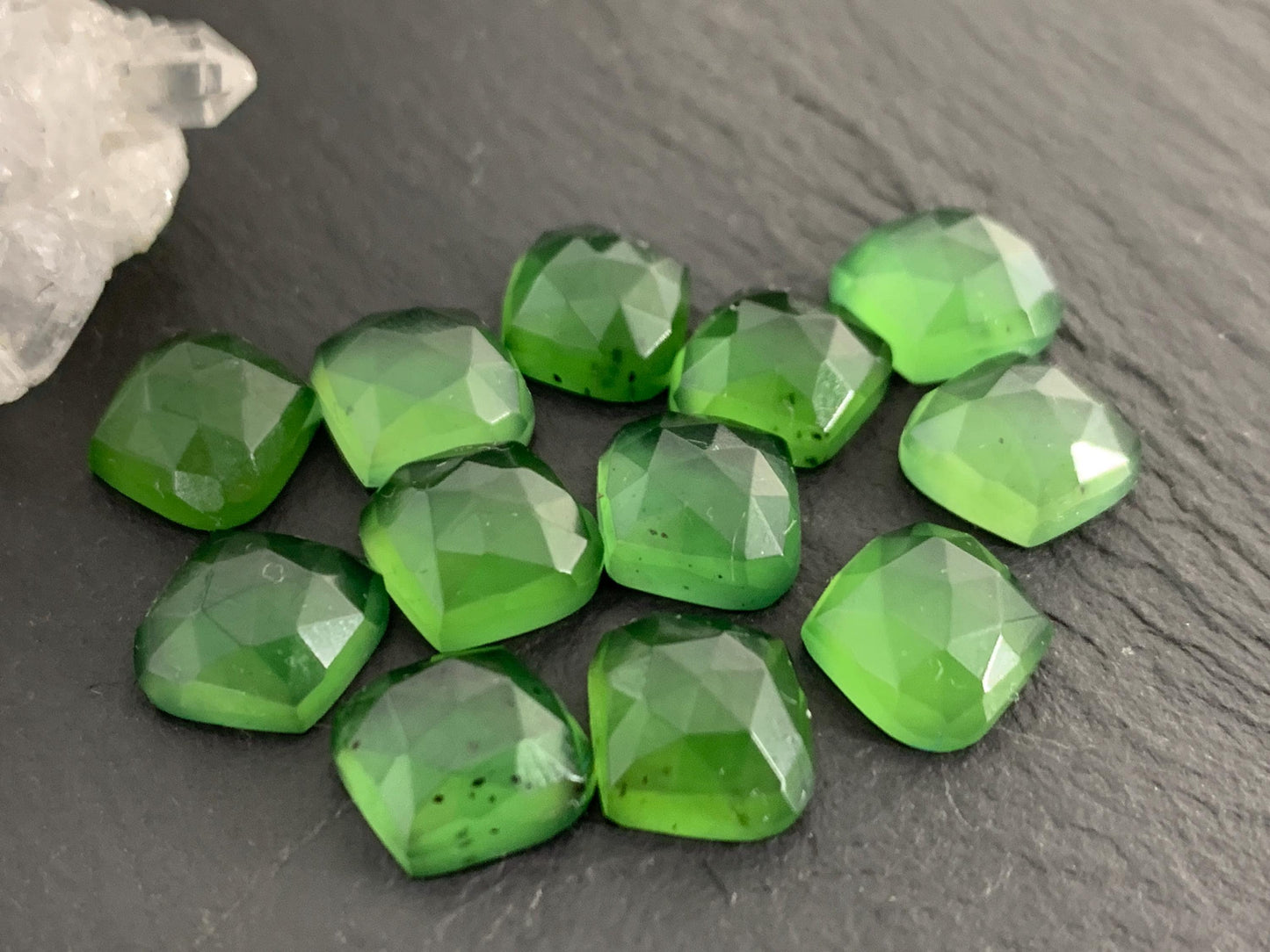 Faceted Serpentine marquise 10mm cabochon