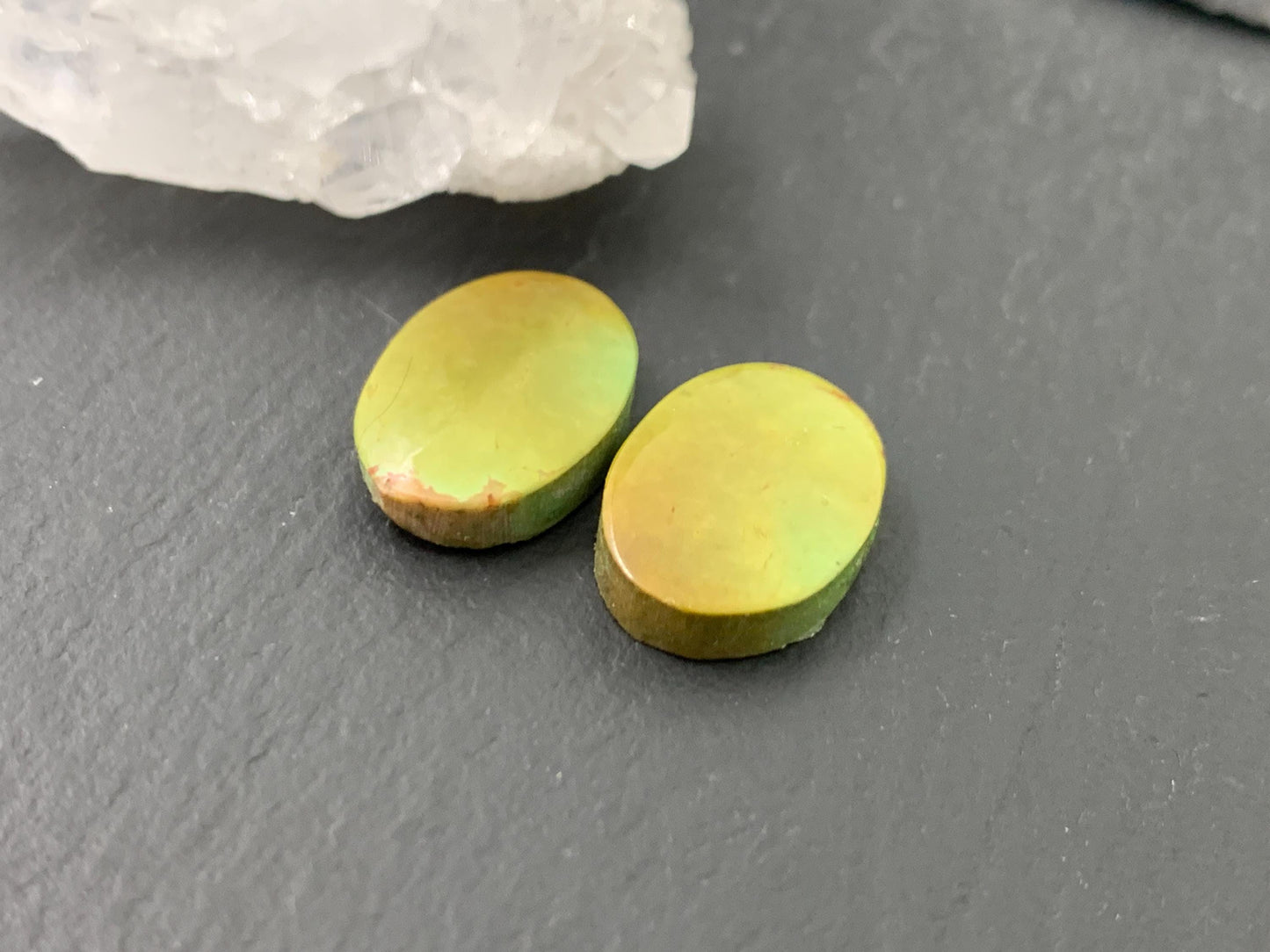 Tibetan Turquoise Pair 11x16mm Cabochon - Hand Cut Cabochon