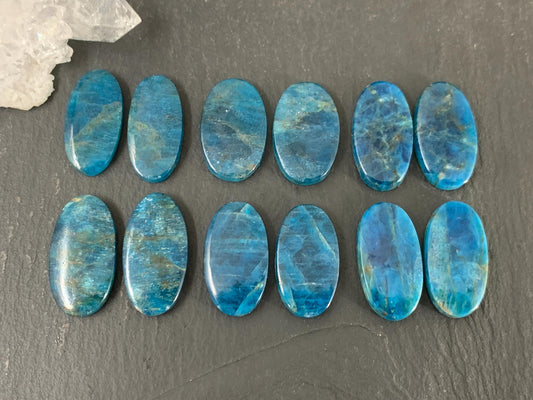 Apatite oval 20-22mm long cabochon - Buy by pair