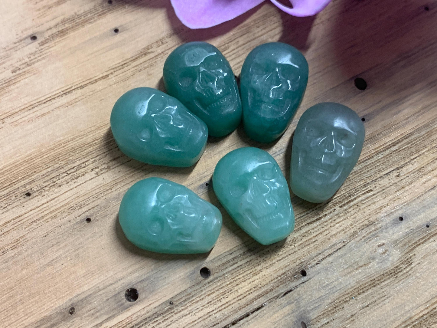Green Aventurine Skull, Hand Carved Crystal Decor, Polished Gem