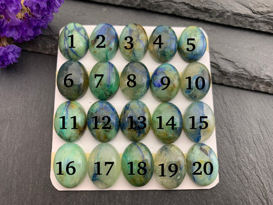 Chrysocolla Quartz oval 12x16mm cabochon - Calibrated cabochons