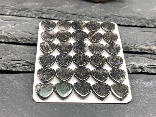 Flat black Rutilated Quartz trillion 12mm cabochon - Calibrated cabochons