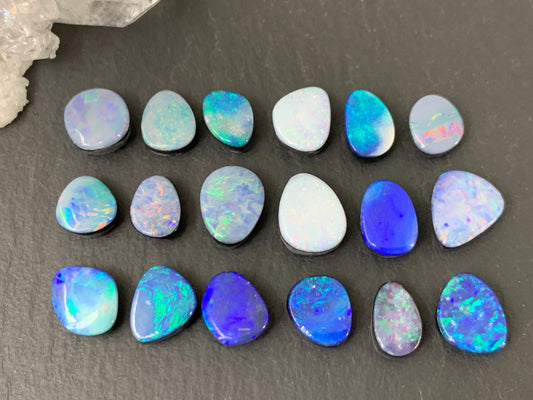 Australian Opal doublet 7-10mm long cabochon