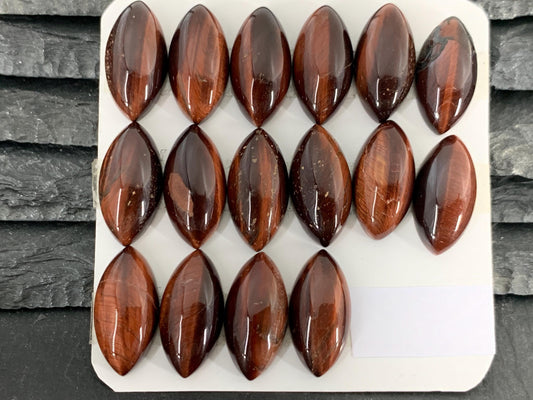 Red Tiger Eye marquise 10x20mm cabochon