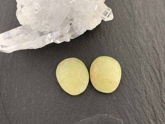 Faceted Yellow Sapphire pair 11x13x4mm cabochon
