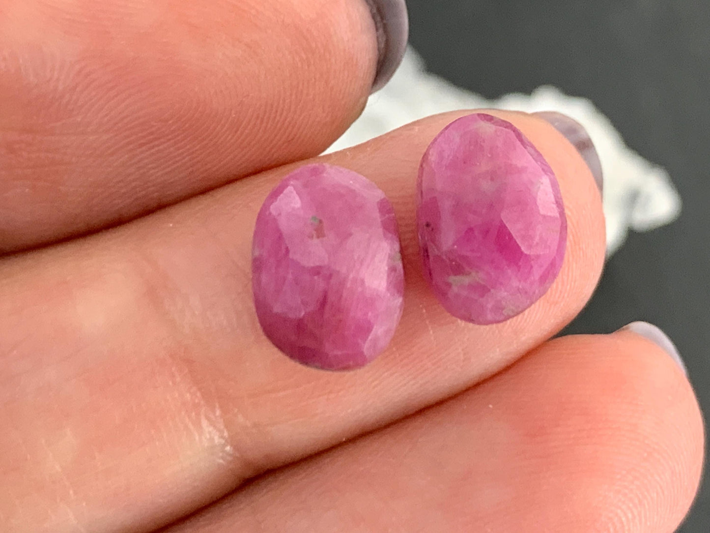 Faceted Ruby pair 8x10x3mm cabochon