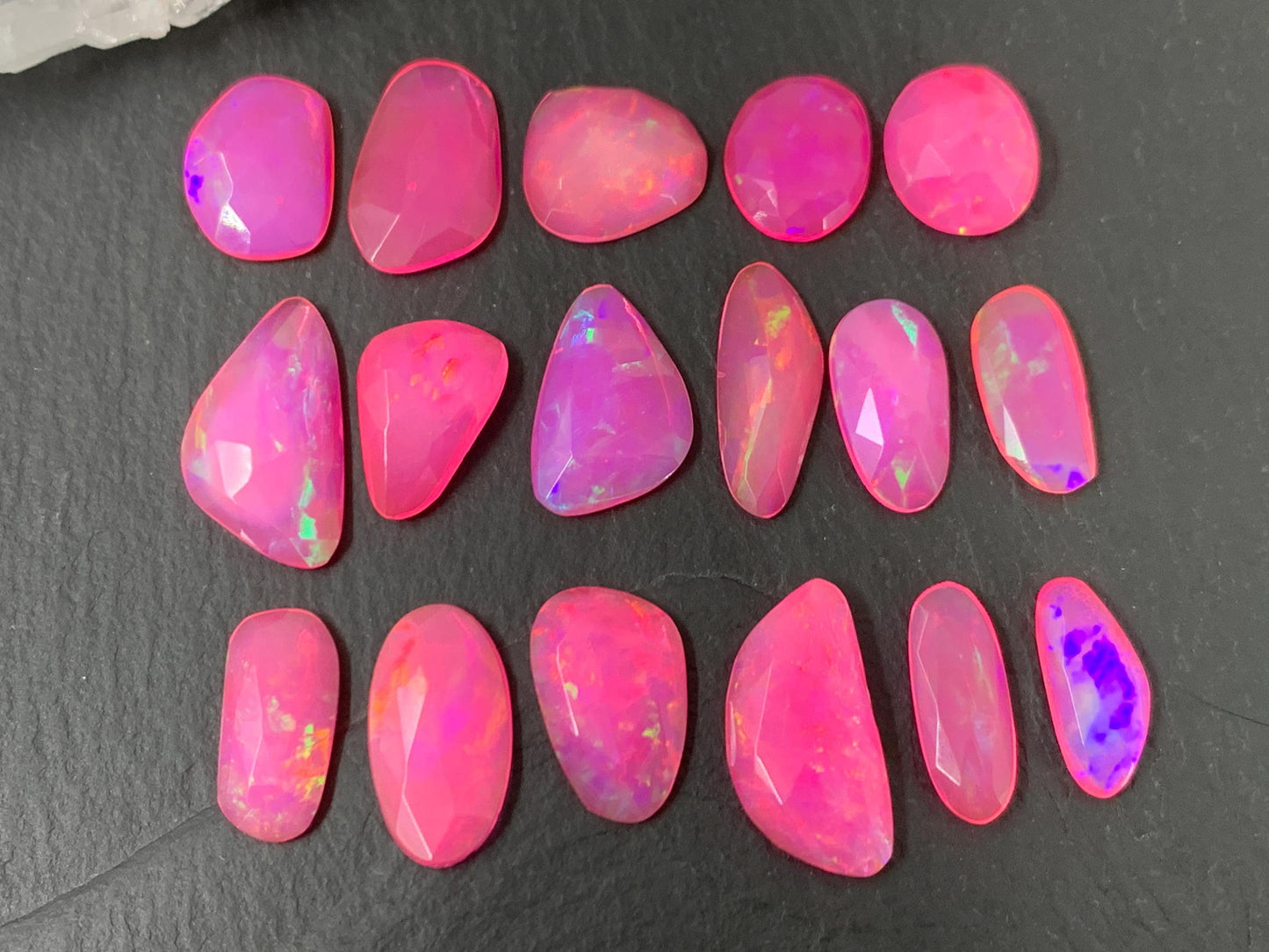 Faceted pink Ethiopian Opal 12-17mm cabochon - free form