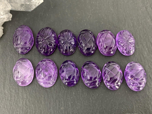 Amethyst carving cabochon - Handcarved cabochon/ W283-1