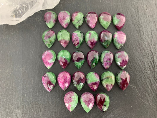 Faceted Ruby Zoisite 10x14mm cabochon