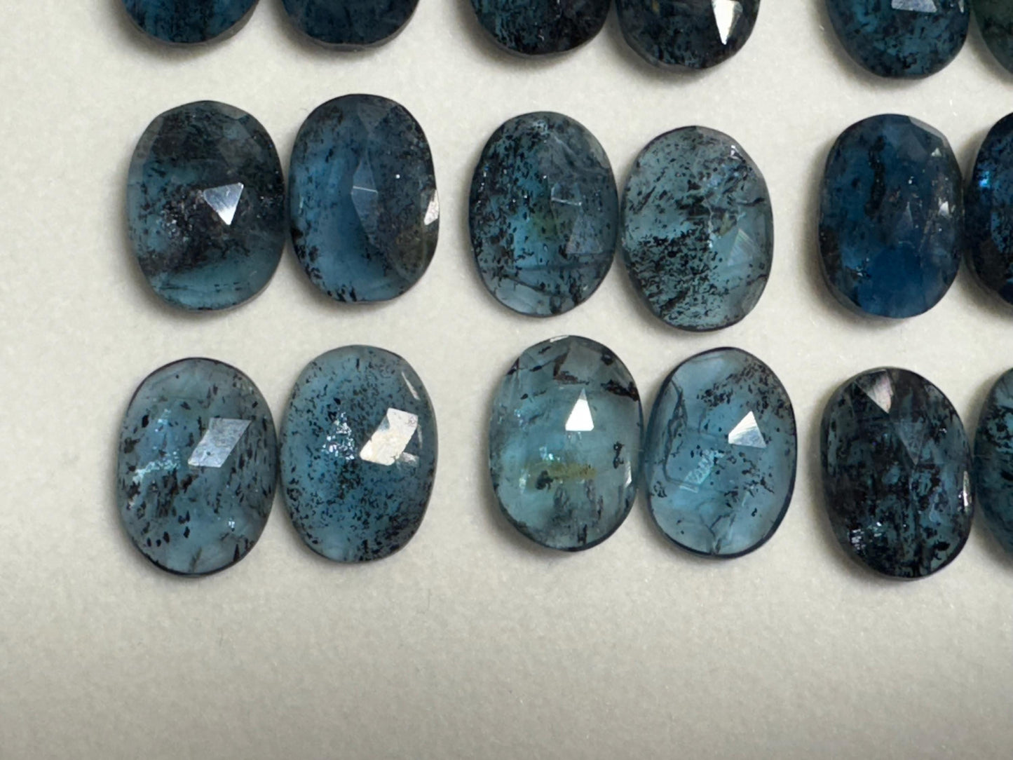 Faceted Moss Kyanite oval pair 10x14mm cabochon