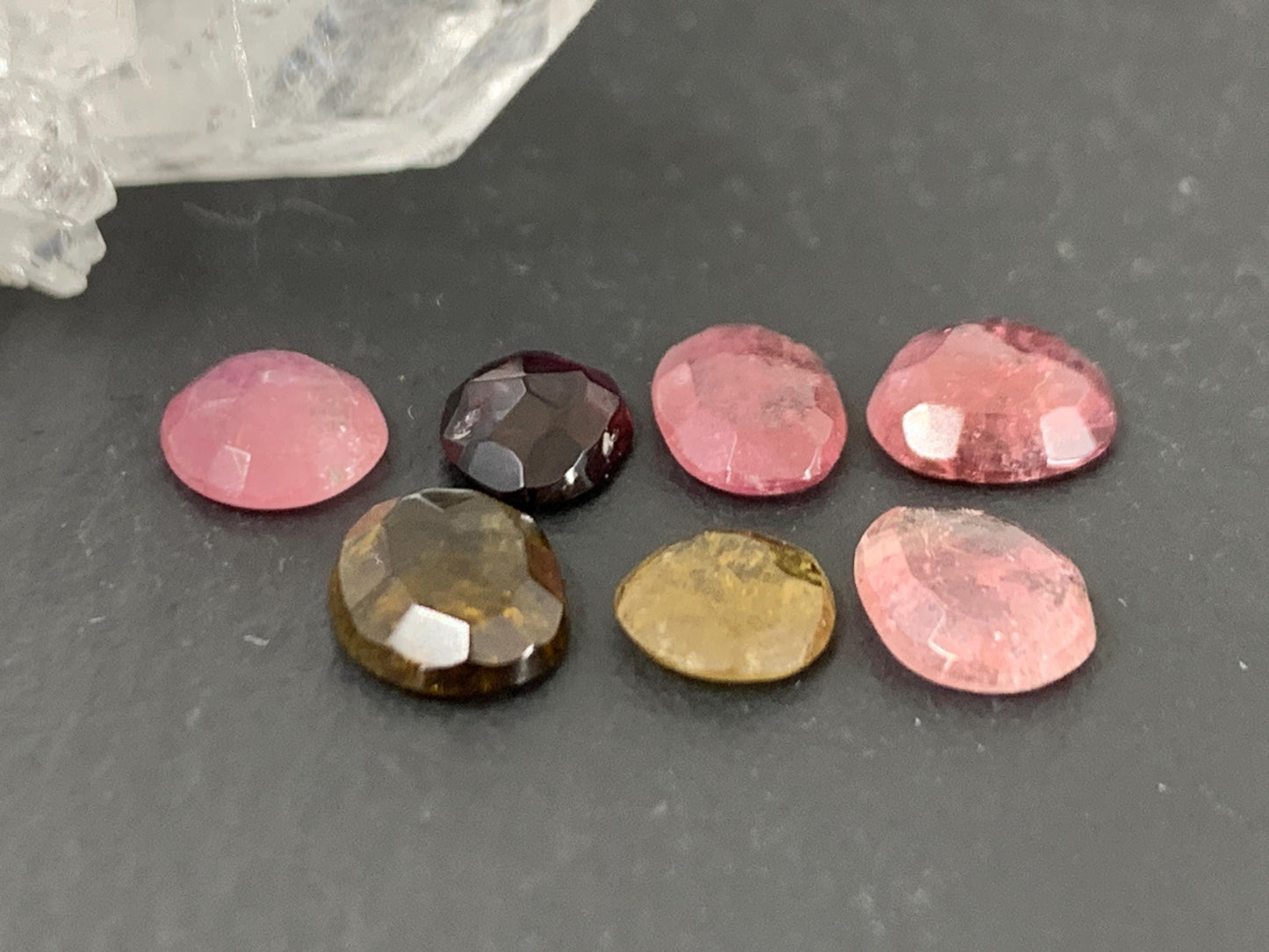 Faceted Tourmaline oval, free form 6-8mm long cabochon