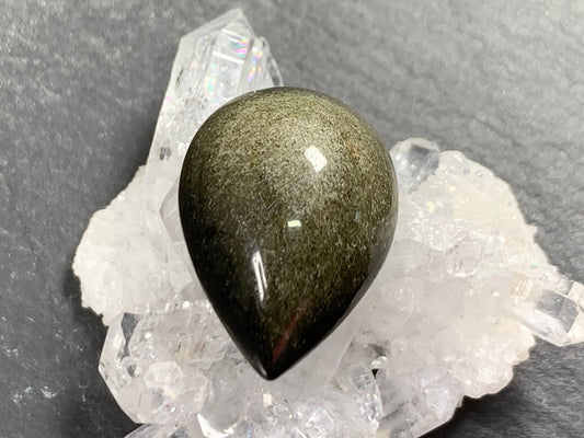 Gold Obsidian Pear Cabochon: Calibrated Stone (15x20mm)
