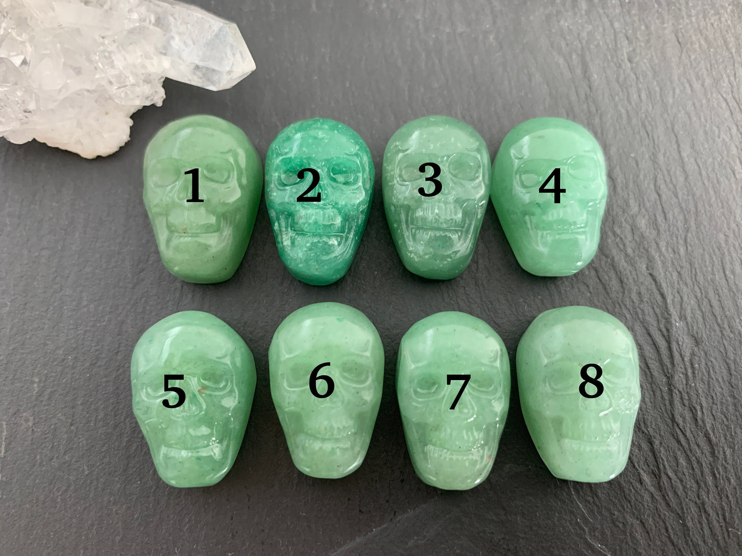 Green Aventurine skull 15x22mm cabochon