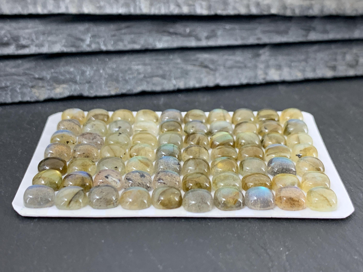 Labradorite Square Cushion 6mm Calibrated Cabochon - Natural Gemstone