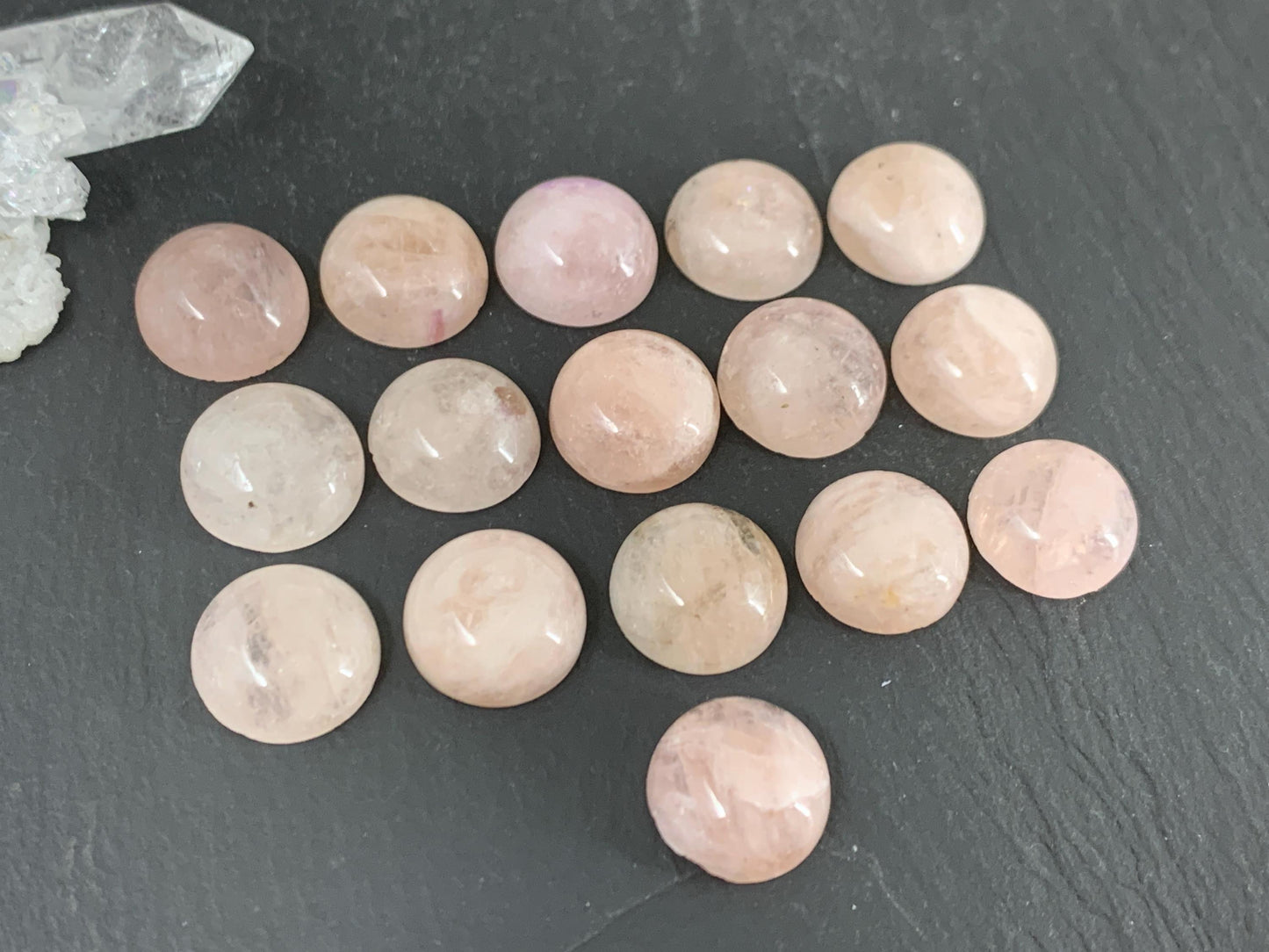 Morganite round 12mm cabochon - Calibrated cabochons