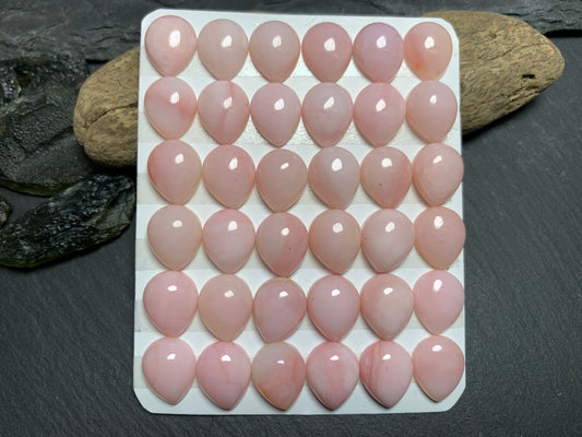 Pink Opal pear 10x12mm cabochon - Calibrated cabochons