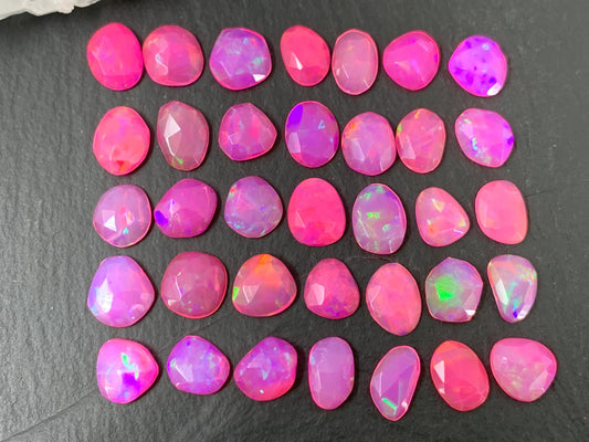 Faceted Pink Ethiopian Opal 7.5-9mm cabochon